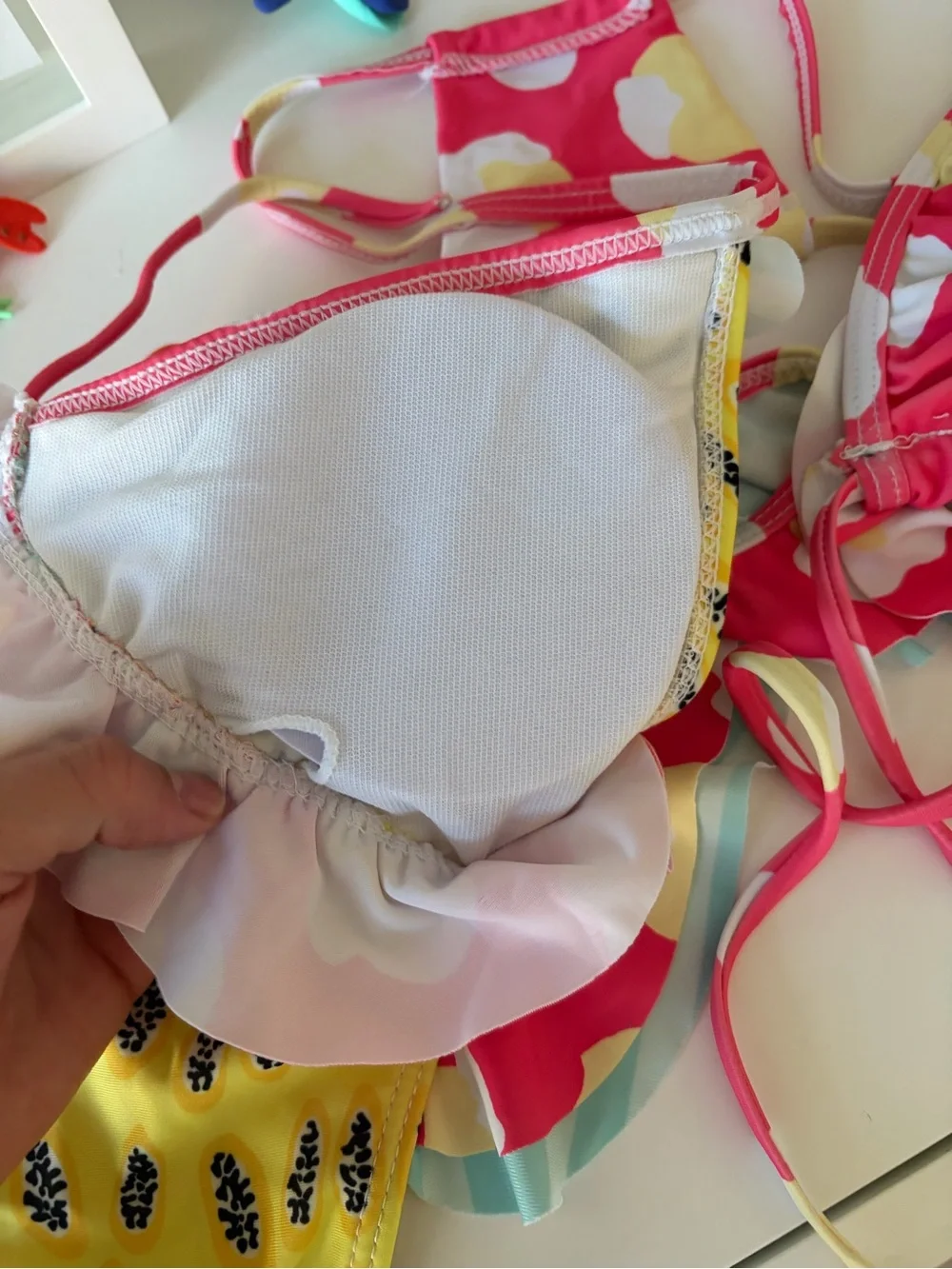 Girls Ruffle Tie-Front Bikini - Pink, Yellow & Mint